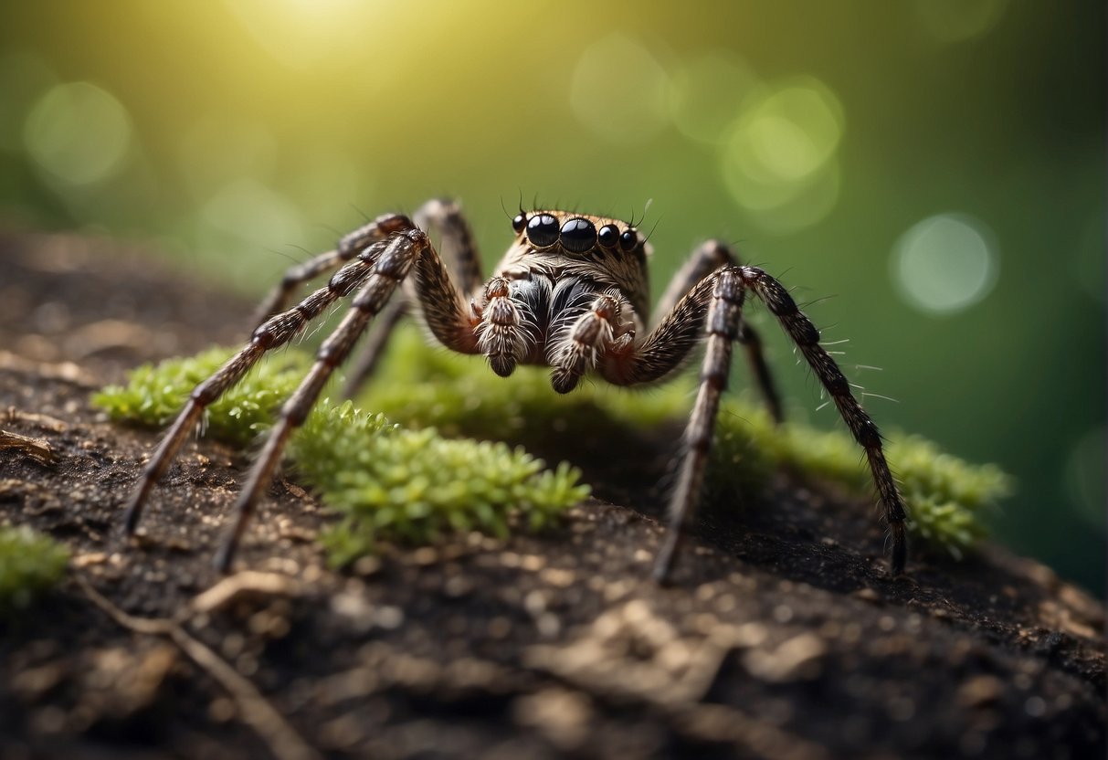 A spider crawls across a web, symbolizing spiritual growth in dreams
